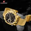 Herren Sport Uhren Luxus Gold Quartz Stahlgurt wasserdichte Militärs Digitalgelenk Uhr Relogio Maskulino