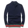 Wysokiej jakości sweter luksusowy rozpinany sweter męski Casual koszula z dekoltem w serek jesienno-zimowa Slim Fit z długim rękawem męskie swetry z dzianiny Pull Homme