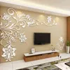 Pegatina de pared de árbol de flores 3D de estilo europeo, calcomanías decorativas para sala de estar, póster de decoración de arte para el hogar, papel tapiz de acrílico sólido, pegatinas 210705