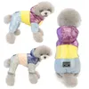 I vestiti del cane addensano il rivestimento del cappotto dell'animale domestico del cucciolo con cappuccio caldo di inverno russo per i piccoli cani della tuta i vestiti della tuta dell'arcobaleno 211106