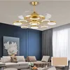 Ventilatori da soffitto LUMINOSO Ventilatore Luci Lampade Telecomando senza lama Oro moderno LED per sala da pranzo domestica Ristorante