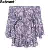 Women's Jumpsuits & Rompers BeAvant Sexy Off Shoulder Boho Jumpsuit Romper Lace Up Long Sleeve Short High Waist Summer Playsuit Women Overal