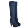 Mode Femme Sur Les Bottes Au Genou Hiver Hautes Femmes Plateforme Talons Longues Dames Chaussures Plus Taille 47 210911