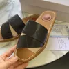 2021 Kobiet pantofel list skórzany buty kapcie zjeżdżalnia letnie szerokie płaskie pani sandały muels flip flop wysokiej jakości z pudełkiem