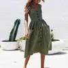 Casual Dresses 2022 Vintage Sexig Bohemian Floral Tunic Beach Dress Sundress Pocket Röd Vit randigt kvinnligt märke