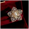 Brooches For Women S925 Natural Freshwater Pearls Hollow Cubic Zirconia Flower Pin Temperament Brooch Corsage Fine Jewelry