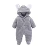 Jackets Winter Clothes Baby Hooded Romper Fleece Ears Born Boys Girls Jumpsuit Wraps Footed Coat Outerwear Infant Clothing