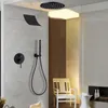 Set doccia da bagno Set nero Rubinetto a parete Soffione a pioggia Deviatore Miscelatore Spray portatile