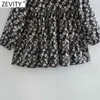 Kadınlar Vintage Dönüş Yaka Çiçek Baskı Pleats Rahat Mini Çayır Chic Bayanlar Uzun Kollu Vestido Elbise DS4791 210416