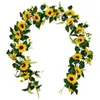 Sunflower Garland Artificial Flowers Vine Fake Sun Hanging Vines For Home Office Garden Wedding Party Decor1