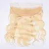 Straight 13x4 Human Hair Lace Closure 613# Blonde Color Pre-Plucked Natural Hairline With Baby Hair