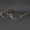 New Metal Rimless Luxury Diamond cut Occhiali da lettura Montature da vista Occhiali da vista da donna Grandi occhiali quadrati con scatola Oro 18 carati Fashion Optica269A