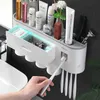 ONEUP Bathroom Accessories Sets Toothbrush Holder Automatic Toothpaste Squeezer Wall Mount Storage Rack Bathroom Product 211130