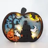 Decorazione di Halloween Lampada Zucca di legno Illuminazione creativa Puntelli per foto Ornamento da tavolo Decorazioni autunnali Multicolor Creatività Famiglia