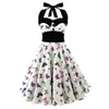 JOYNESS Summer Vintage Retro 50s 60s Skull Rose Floral Printed Rockabilly Skater pin up swing Flare dress Plus size 4XL 5XL 210608