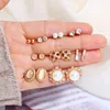 Stud Women Moda Yıldız Ay Çiçek Kalp Küpe Seti Vintage Basit Küçük Kristal İnci Spiral Piercing Kız Kulak Çıtçıtları Takı Setleri