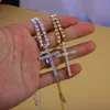 Iced Out Cross Pendant Necklace Gold Silver Tennis Chain Mens Womens Hip Hop Necklaces Jewelry211Y