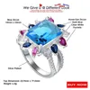 DreamCarnival1989 Women Cocktail Rings 14mm Zircon Anniversary Party Must Have Russian Red White Blue Year Jewelry WA11875BL 211217