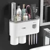 Porte-brosse à dents dentifrice magnétique Squeezer étagères murales supports de rangement salle de bain organisateur accessoires 211222