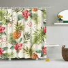Colorful Shower Curtain Eco-friendly Flamingo Plant Flower Pattern 100% Polyester Fiber Bath Decor 210915