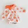 Infant Baby Girls Flower Printing Rompers Clothing Spring Autumn Kids Girl Long Sleeve Knit Clothes 210429