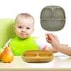 Plats en silicone Vaisselle d'alimentation pour bébé Assiette de grille avec bol pour bébé à ventouse antidérapante M3600