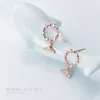 925 Sterling Silver Round And Mermaid Tail Stud Earrings for Women Gold Color Korean Ear Jewelry 210707