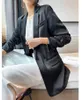 Frauen schwarz Satin Blazer Dame Büroarbeit weiblich anständig Sommer Femme dünne Anzugjacken 210608