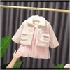 Sets Clothing Baby, & Maternity Drop Delivery 2021 Winter Baby Girls Sweet Plaid + Jacket Warm Fluffy Dress Fashion Fur Collar Princess Suit