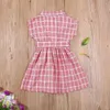 FOCUSNORM 1-6Y Summer Kids Girls Lovely Dress Plaid Stampato A-line Lunghezza al ginocchio Bow Belt Dress Q0716