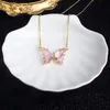 Ins romantique cristal papillon AAA Zircon femmes clavicule chaîne charme pendentif de mariage 14K plaqué or ZB5 bijoux