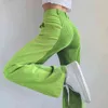 Patchwork Proste Kobiety Spodnie Luźne Wysokie Talia Harajuku Y2K Denim Green Fashion Streetwear Bawełniane Spodnie Sztruksowe Spodnie 211105