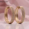 Pataya 585 Rose Gold Micro Wax Inlay Natural Cyrkon Długie Dangle Dangle Kolczyki Kobiety Wedding Party Extreme Luxury Cute Jewelry