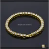 Tennis Hip Hop Gold Plated Bling 1 Row Iced Out Cz Bracelet Top Fashion Mens Jewelry Y101 Johhh Aikco