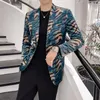 Herenpakken Blazers Plyesxale Leopard Blazer Mannen 2022 Slim Fit Heren Velvet Groene Man Casual Suit Jacket Stage Prom Party Wear Q155