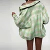 Za Donna Moda Overshirt Giacca a quadri verde Cappotto di tweed Capispalla donna vintage Chic Top Xitimeao 210602