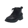 Children's Martin Boots 2021 Boys Fall New Black Leather Boots Girls Fashion British Single Short Boots G1126