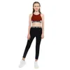 Yaz 2 adet Yoga Setleri Eşofman Koşu Spor Spor Takım Elbise Çocuk Kız Kolsuz Racer Geri Tank Üst Elastik Bel Pantolon Spor X0902