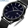 Relogio Masculino Crrju豪華な男性腕時計メンズファッションステンレス鋼の時計カジュアルドレス防水クォーツ腕時計210517