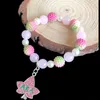 Straski z koralikami ręcznie wykonane w stylu Elastyczne różowe białe kółka greckie diamentowe litera bransoletka frędzla fazowa biżuteria Fawn22
