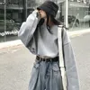 Dames hoodies all-match trendy Koreaanse stijl ulzzang crop top vrouwelijke dames sweatshirts oversize pullovers Harajuku streetwear y0820