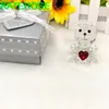 50 PCS Baby Shower Favors Cristal Ours En Peluche Ornement Avec Coeur Rouge Dans Une Boîte Cadeau Souvenir D'anniversaire Nouveau-Né Baptême Souvenirs