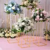 Party Decoration 5pcs/lot Wedding Props Square Metal Arch Shiny Gold Plated Backdrop Stand Stage Rectangular Flower