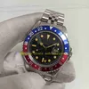 2 العناصر الملونة رجال عتيقة الساعات الحقيقية PO MEN 40MM 1675 Black Red Blue Bezel BP Factory 2813 Movement Mechanical Men'300W