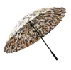 여성을위한 무지개 우산 컴팩트 큰 방풍 24K 비 자동 고품질 스트레이트 핸들 우산
