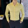 British Style Solid Shirt da uomo manica lunga moda 2021 Autunno Business Business Autunno Camicie Slim Fit Blusso casual 4XL