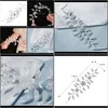 バレットジュエリードロップデリバリー2021 Forseven Simple Design Crystal Leaf Headband Hairpins Clips PO Props Bride Noiva Wedding Flower Crown