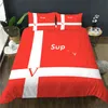 Mode King Size Designer Beddengoed Set Covers 3 Stuks Letter Bedrukt Zijde