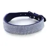 Colares Coleiras de Cão Bling Luxo Rhinestone Pet Collar Design Crystal Diamond Leather para Pequeno Médio Pitbull Whippet Boxer 10A