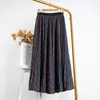 Chiffon Vintage Floral Skirt Women High Waist Print Pleated Long Skirts Spring Summer New Korean Casual Splicing longuette 210415